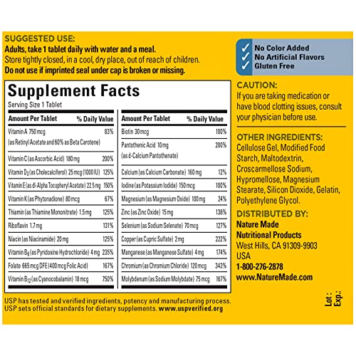 Nature Made Multivitamin For Him with No Iron, Mens Multivitamins for Daily Nutritional Nature MadeAu supplements