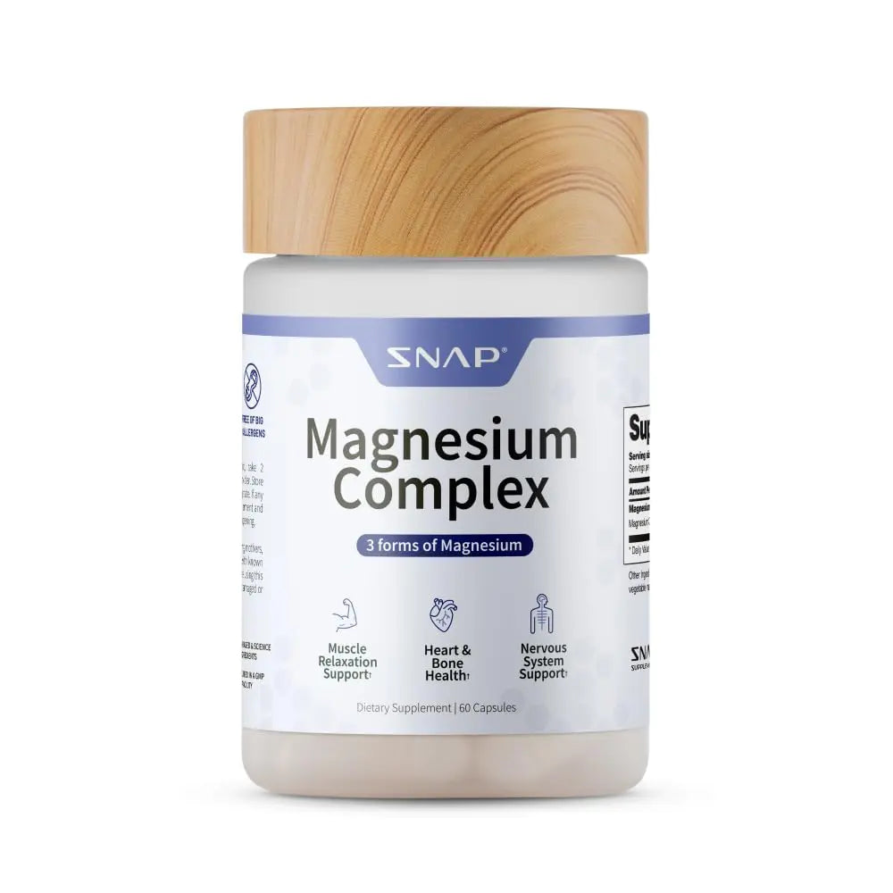 Snap Triple Magnesium Complex for Women & Men for Sleep & Muscle Support – 400mg, 3-in-1 Magnesium Supplement – Bisglycinate, Citrate & Oxide – Chelated for High-Absorption, 60 Vegetarian Capsules Snap SupplementsAu supplements