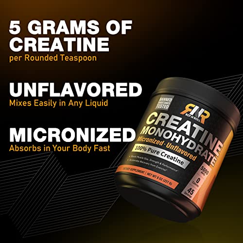 Rep N Roll Micronized Creatine Powder, 45 Serv., Creatine Monohydrate 5000 MG Rep N RollAu supplements