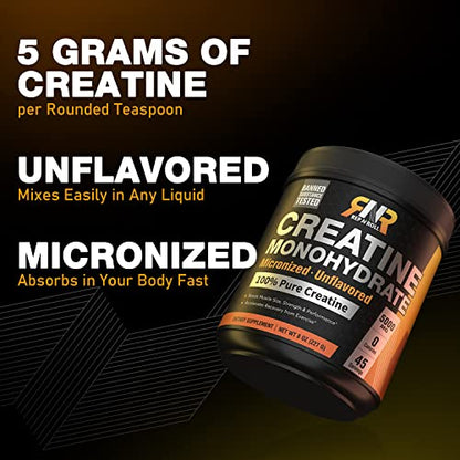 Rep N Roll Micronized Creatine Powder, 45 Serv., Creatine Monohydrate 5000 MG Rep N RollUS supplements