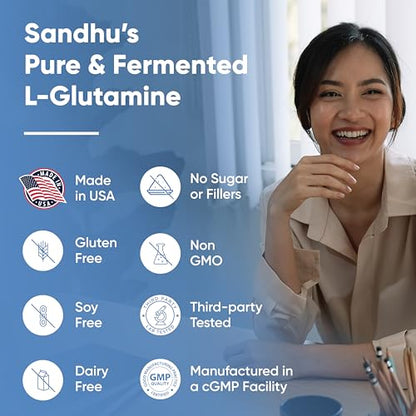 Sandhu's L-Glutamine - 100 Servings -Made in USA -500 Gram- Non-GMO- Amino Sandhu'sUS supplements
