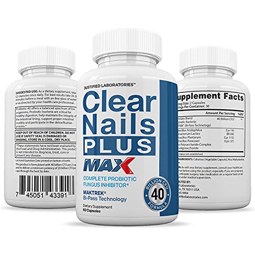 Justified Laboratories (2 Pack) Clear Nails Plus Max Pills 40 Billion CFU Probiotic Supports Justified LaboratoriesUS supplements
