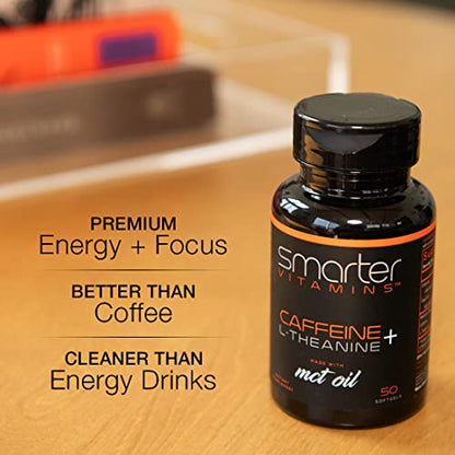 200mg Caffeine Pills - MCT Oil from 100% Coconuts + 100mg L-Theanine, Advanced Energy SmarterVitaminsUS supplements