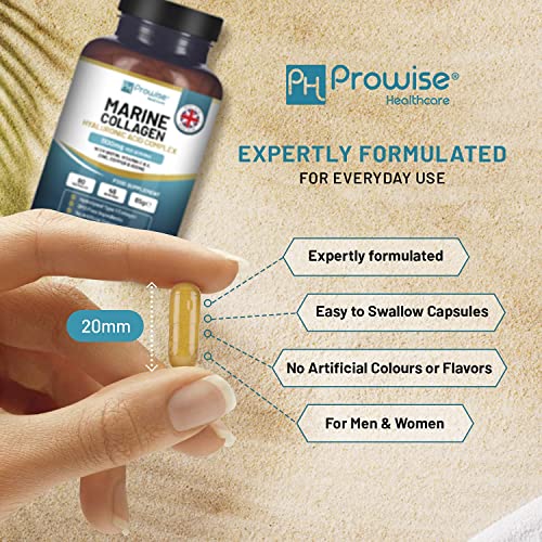 Marine Collagen with Hyaluronic Acid 1100mg | 90 Collagen Capsules High Strength for Women & Men PH PROWISE HealthcareAu supplements