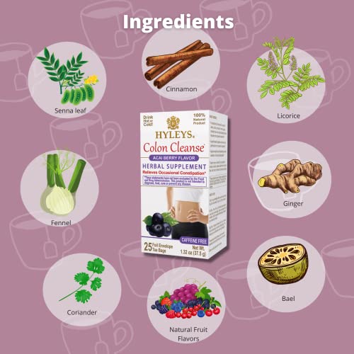 Hyleys Colon Cleanse Tea Acai Berry Flavor - 25 Tea Bags (12 Pack - 300 Tea Bags Total) HYLEYSUS supplements