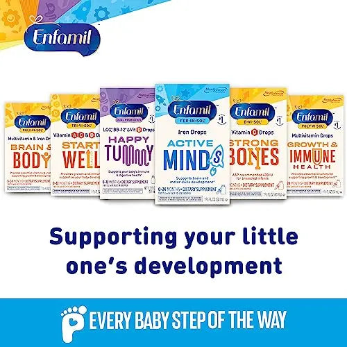 Enfamil Poly-Vi-Sol and Fer-in-Sol Iron Liquid Drop Multivitamin Supplements for Infants and Toddlers, 2x50 mL Dropper Bottle Enfamil Prenatals & Baby VitaminsAu supplements