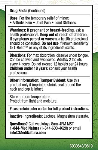 MediNatura T-Relief Extra Strength Arthritis Pain Reliever Arnica +12 Natural Medicines for Joint Soreness Stiffness Aches, Quick Dissolving Pain Relief for Women & Men - 100 Tablets (Pack of 3) MediNaturaAu supplements