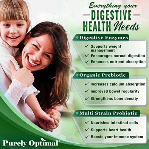 Purely Optimal Premium Digestive Enzymes Plus Prebiotics & Probiotics - for Better Digestio Purely OptimalUS supplements