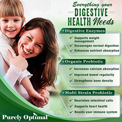 Purely Optimal Premium Digestive Enzymes Plus Prebiotics & Probiotics - for Better Digestio Purely OptimalUS supplements