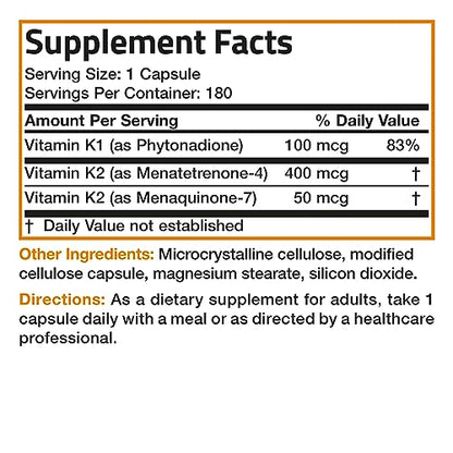 Vitamin K Triple Play (Vitamin K2 MK7 / Vitamin K2 MK4 / Vitamin K1) Full Spectrum BronsonUS supplements