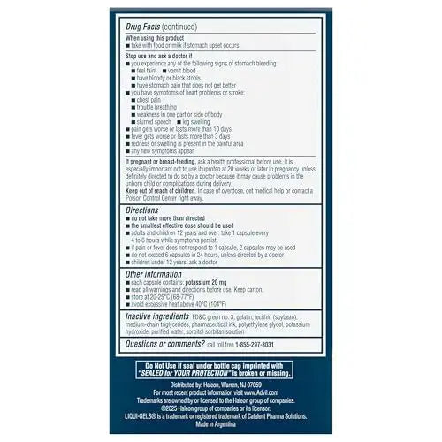 Advil Liqui-Gels Pain Reliever and Fever Reducer, Pain Medicine for Adults with Ibuprofen 200mg for Headache, Backache, Menstrual Pain and Joint Pain Relief - 180 Liquid Filled Capsules AdvilAu supplements