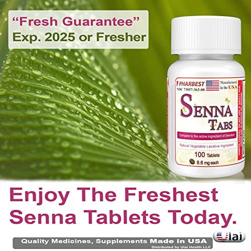 Senna Tablets 100 Ct. | Natural Vegetable Laxative [Made in USA] | Laxatives for Constipation UlaiAu supplements