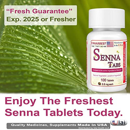 Senna Tablets 100 Ct. | Natural Vegetable Laxative [Made in USA] | Laxatives for Constipation UlaiUS supplements
