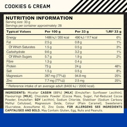 Optimum Nutrition Gold Standard 100% Casein Slow Digesting Protein Powder with Zinc Optimum NutritionUS supplements