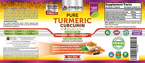 Turmeric Curcumin with BioPerine 1950mg - Natural Joint & Healthy Inflammatory FRESH HEALTHCAREAu supplements