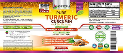 Turmeric Curcumin with BioPerine 1950mg - Natural Joint & Healthy Inflammatory FRESH HEALTHCAREUS supplements