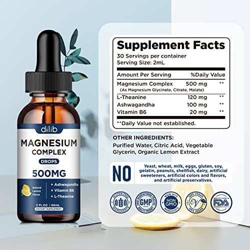 (2 Pack) Magnesium Glycinate, Citrate, Malate Liquid Drops-Triple Magnesium Complex dilibUS supplements