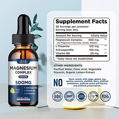 (2 Pack) Magnesium Glycinate, Citrate, Malate Liquid Drops-Triple Magnesium Complex dilibUS supplements