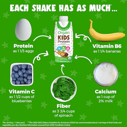 Orgain Organic Kids Nutritional Protein Shake, Chocolate - Kids Snacks with 8g Dairy OrgainAu supplements