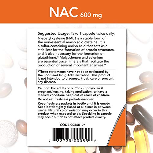NOW Supplements, NAC (N-Acetyl Cysteine) 600 mg with Selenium & Molybdenum NOWUS supplements