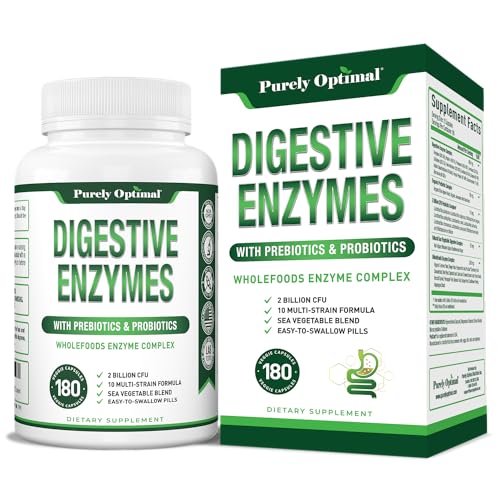 Purely Optimal Premium Digestive Enzymes Plus Prebiotics & Probiotics - for Better Digestio Purely OptimalUS supplements