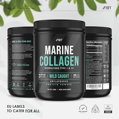 Marine Collagen Powder Supplement - 400g - Wild-Caught Canadian Marine Collagen - Unflavoured - Types 1 & 3 Hydrolysed Collagen ALPHA01Au supplements