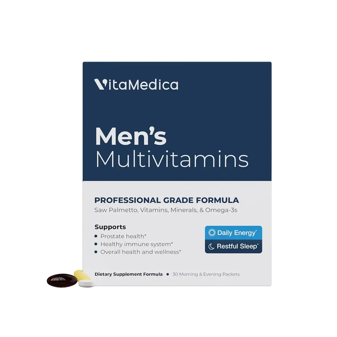 VitaMedica Men’s Multivitamin with Prostate Health Support | Vitamins, Minerals, Omega3s and Saw Palmetto | Box of 30 Easy Daily Packs | VitaMedicaAu supplements