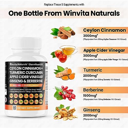 Ceylon Cinnamon 3000mg Apple Cider Vinegar 3000mg Turmeric 2000mg Panax Ginseng Winvita NaturalsAu supplements
