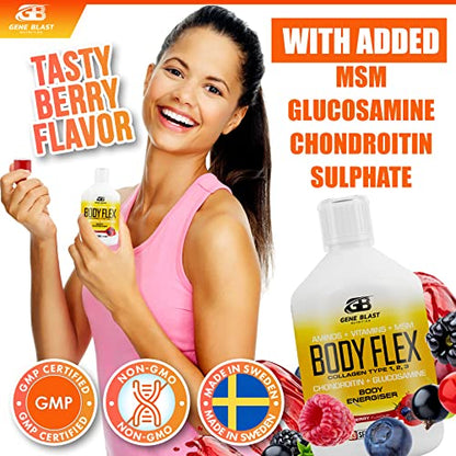 Gene Blast Body Flex, Liquid Joint Supplement w/Hydrolysed Collagen Type1 2 3 Plus Glucosamine GENE BLASTUS supplements