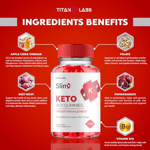 (3 Pack) SlimX Keto ACV Gummies, SlimX Keto ACV Advanced Weight Loss 1000MG Apple Titan LabsAu supplements