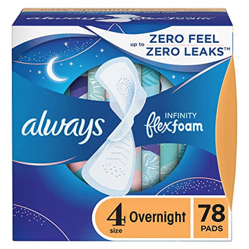 Always Infinity Feminine Pads For Women, Size 4 Overnight Absorbency, Multipack, With Flexfoam AlwaysAu supplements