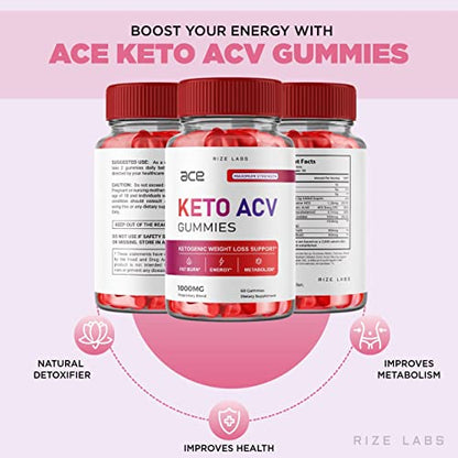 (3 Pack) Ace Keto Gummies - Ace Keto ACV Gummies for Advanced Weight Loss Ace Keto rize labsUS supplements