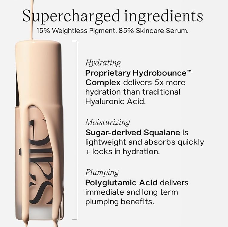 Saie Glowy Super Skin Tint Liquid Foundation - Weightless + Dewy Foundation with Lightweight Medium Coverage - Hydrating Face Makeup + Skin Care Serum Hybrid with Hyaluronic Acid - Shade 11 (1.01 oz) SaieAu supplements