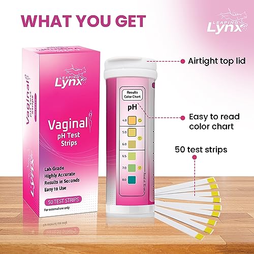 5-Minute Vaginal pH Test Kit for Women - 50 Premium-Quality Vaginal Heath pH Test Strips Included Leaping LynxAu supplements