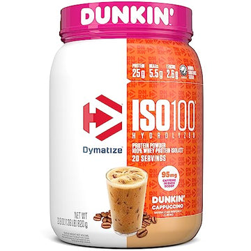 Dymatize ISO100 Hydrolyzed 100% Whey Isolate Protein Powder in Dunkin' Cappuccino DymatizeUS supplements