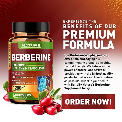Berberine 1200mg - 100% Pure Berberine HCl Supplement, High Strength Berberine Built by NatureAu supplements