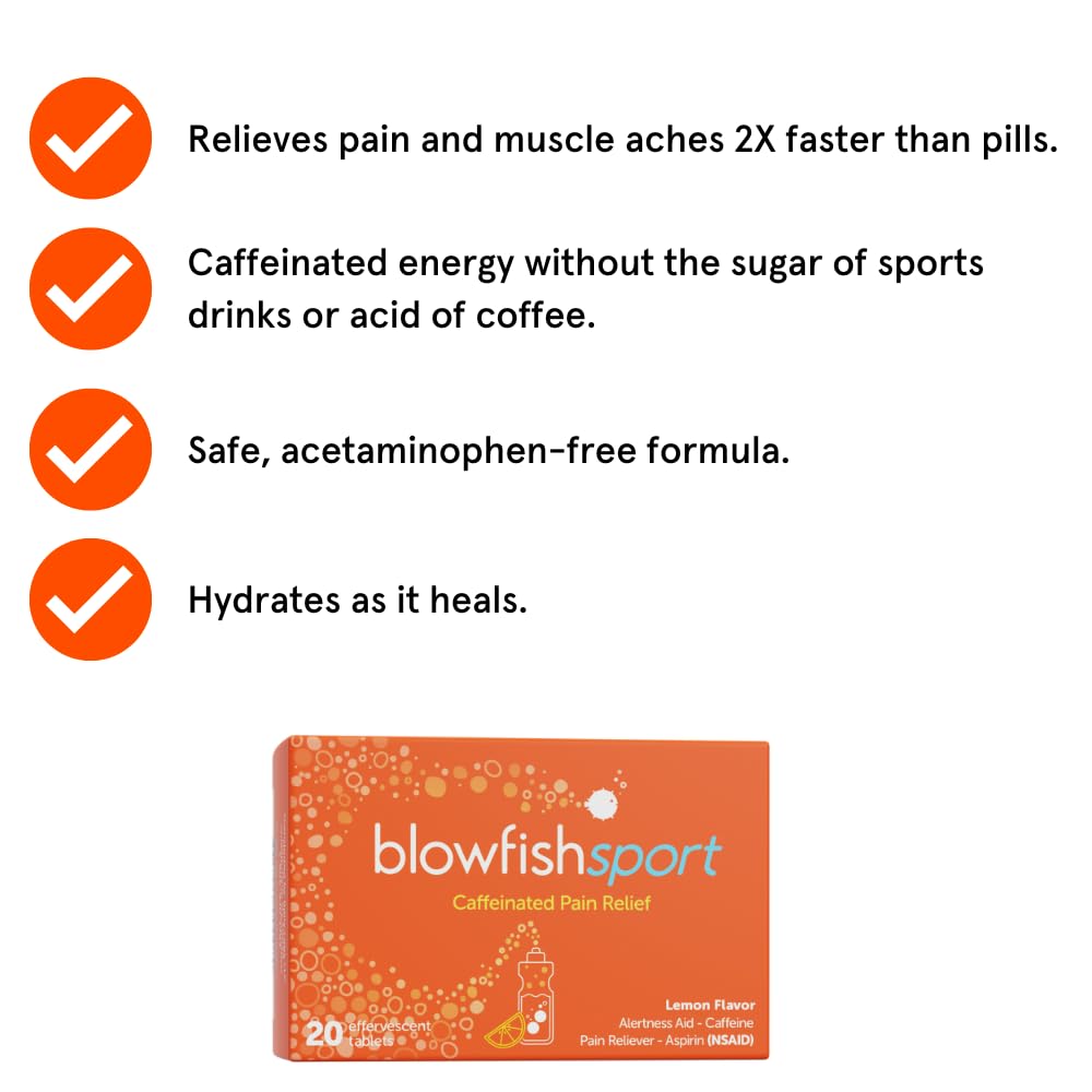 Blowfish Sport | 4 Pack | Pain Relief for Athletes | Eases Sore Muscles | Boosts Energy | Effervescent Formula Works Fast | Perfect for Morning Workouts BlowfishAu supplements