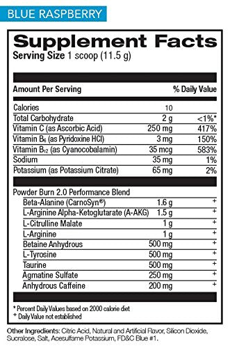 Rivalus Powder Burn 2.0 Pre Workout Supplement, Blue Raspberry, 0.89 Pounds RivalusUS supplements