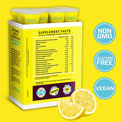 KEY NUTRIENTS Multivitamin Electrolytes Powder Packets - Refreshing Lemonade 40 Pack Hydration Packets - Travel Hydration Powder - No Sugar, No Calories, Gluten Free - Made in USA KEY NUTRIENTSUS supplements