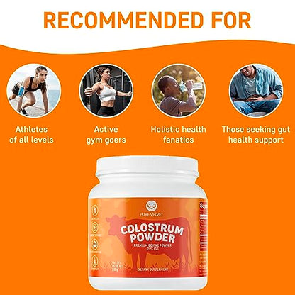Pure Velvet Colostrum Powder for Gut Health, Bloating, Hair Growth, Immune Support Pure VelvetUS supplements