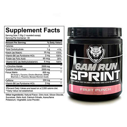 6AM Run Sprint - Pre Workout Powder for Instant Energy Boost for Cardio and Focus 6AM RunUS supplements