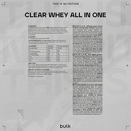 Bulk Clear Whey All in One, Protein Powder Shake, Blue Raspberry, 500 g BulkAu supplements