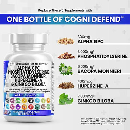 Alpha GPC Choline 300mg Phosphatidylserine 3000mg Bacopa Monnieri Clean NutraceuticalsUS supplements