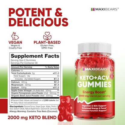 Keto Gummies - Delicious Low-Carb Snack to Boost Ketosis, Metabolism & Energy MAXIBEARSUS supplements