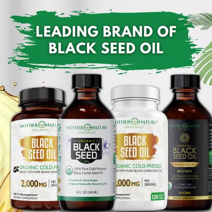 Organic Black Seed Oil Capsules - 3 Month Supply - 180 Count (2000mg Per Serving) Mother Nature Organics Superfoods for Organic LivingUS supplements