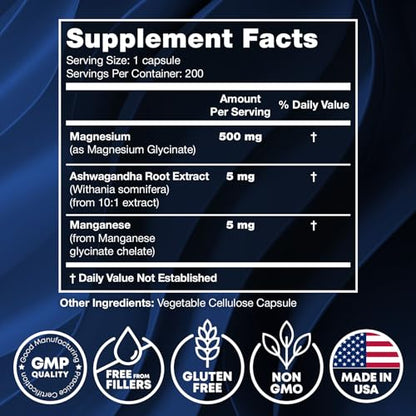 Magnesium Glycinate 500MG - Magnesium for Sleep - High Absorption Chelated Magnesiu JOYLI NutritionUS supplements