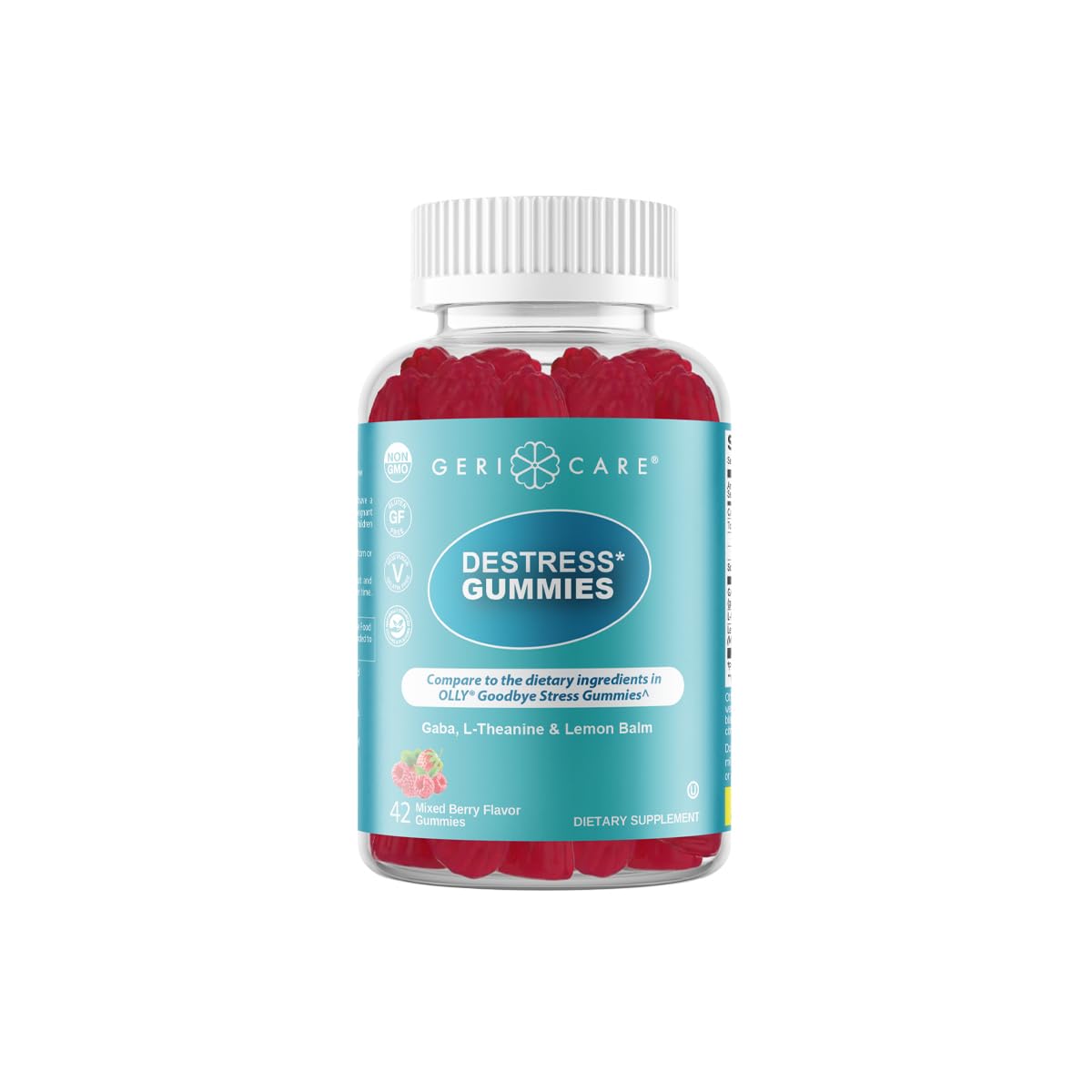 GeriCare DeStress Gummies with GABA, L-Theanine & Lemon Balm Mixed Berry Flavor – 42 Count – Supports Relaxation & Mental Clarity – Non-GMO, Gluten-Free, Vegan GeriCareAu supplements
