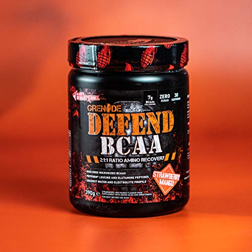 Grenade Defend BCAA Powder, Strawberry Mango, 390 g (7 g BCAA's Per Serving GrenadeUS supplements