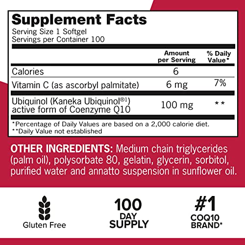 Qunol Mega Ubiquinol 100mg CoQ10, Superior Absorption, Patented Water and Fat Soluble QunolUS supplements