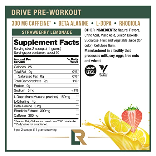 Live Relentless by Tim Kennedy, Drive Pre-Workout, Merica's Strawlemon, 30 Servings Live RelentlessAu supplements
